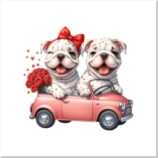 Valentine Bulldog Couple Posters and Art